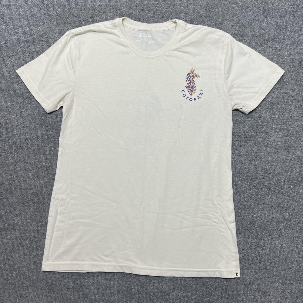 Cotopaxi Shirt Womens Large White Llama Logo Short Sleeve Crew Neck Graphic Tee